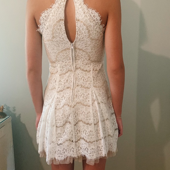 White Lace Halter Dress - Picture 2 of 2